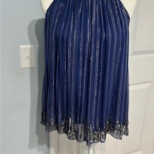 Ranna Gill Navy and Silver Sequin Blouse